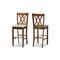 Wholesale Interiors Baxton Studio Calista Modern and Contemporary Grey Fabric Upholstered and Walnut Brown Finished Wood 2-Piece Bar Stool Set